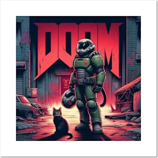 Doom guy with Doom kitty Posters and Art